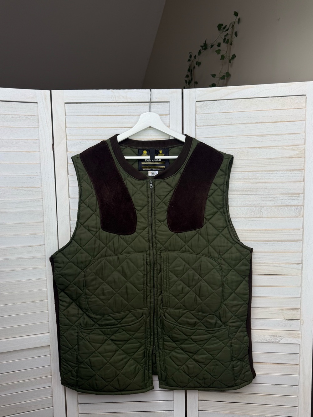 : Barbour Quilted Shooting Hunting Vest Olive Green Made in England – Size XXL